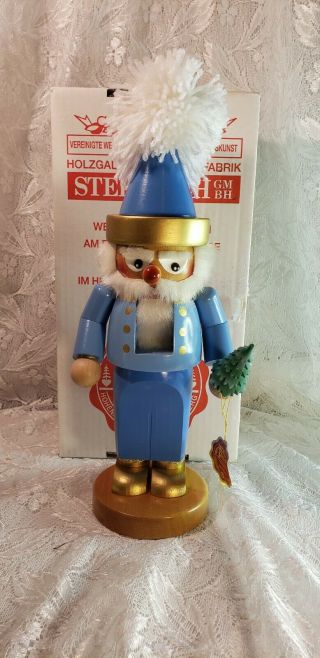 Steinbach Nutcracker 13 " Blue Santa With Christmas Tree With Tag -