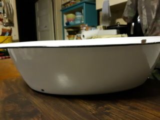 Vintage Porcelain Enamel Baby Bath Tub Wash Basin Large Oval White 25x18x6 3