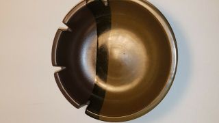 Vintage Signed Heath,  Usa Ceramic Ashtray Brown And Black Abstract Interior