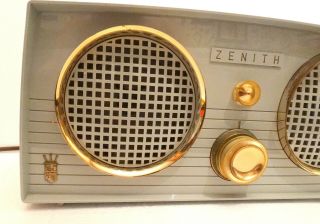 ZENITH Z512G 1950 ' S DUAL SPEAKER VACUUM TUBE RADIO GREY AM PHONO JACK 2