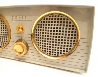 ZENITH Z512G 1950 ' S DUAL SPEAKER VACUUM TUBE RADIO GREY AM PHONO JACK 3