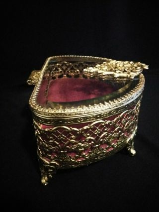 Absolutely Fabulous Matson Gilt Bevel glass jewelry casket trinket box 2