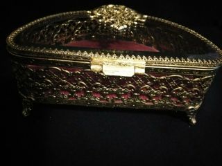 Absolutely Fabulous Matson Gilt Bevel glass jewelry casket trinket box 7