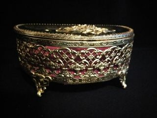 Absolutely Fabulous Matson Gilt Bevel glass jewelry casket trinket box 8