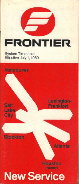 Frontier Airlines System Timetable 7/1/80 [308fl] Buy 2 Get 1