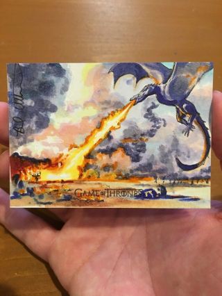 Game Of Thrones Inflexions Rittenhouse Dragon Sketch Card By Utterstrom 1/1