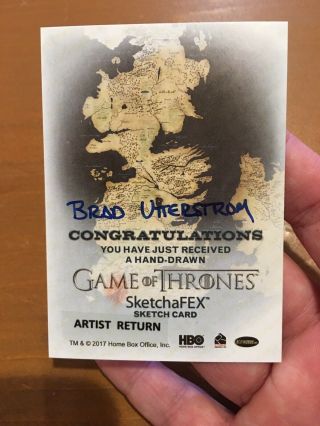Game Of Thrones Inflexions Rittenhouse Dragon Sketch Card By Utterstrom 1/1 2