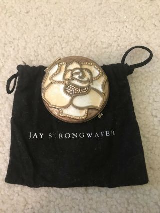 Jay Strongwater Rose Double Miror Compact With Swarovski Crystals