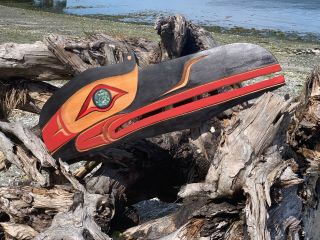 Pacific Northwest Coast Native Art - By Joe Johnny " Raven " 29 " X 10.  5 " Cedar