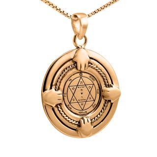 Kabbalah Pendant Health Seal Pentacle King Solomon Amulet Silver 925 Gold Plated