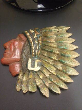 Vintage Native American Indian Chief Head Face Southwest Wall Hanging Home Decor