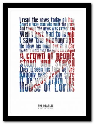 The Beatles - A Day In The Life - Lyric Poster Typography Art Print - 4 Sizes
