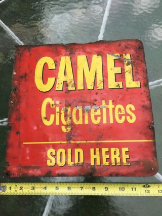 Antique Old Authentic Tin Camel Cigarettes Here - Double Sided Sign