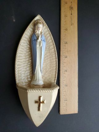 Vtg Virgin Mary Madonna Christian Catholic Holy Water Font Made In Japan 7 " X 3 "