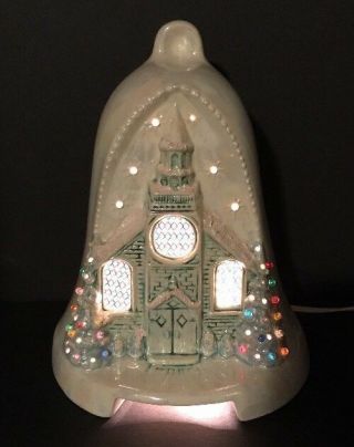 Vintage Ceramic Christmas Church Bell Shape Light