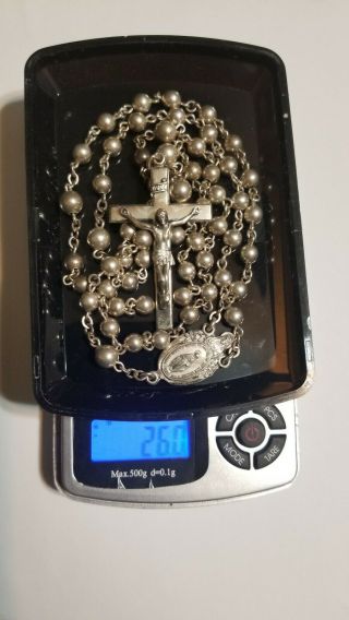 Vintage Creed Sterling Silver Rosary 26.  1 Grams