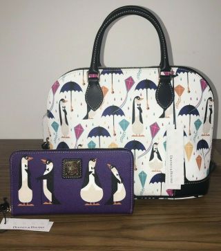 Disney Dooney And Bourke Mary Poppins Returns Penguin Purse And Wallet Nwt Combo