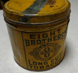 Eight Brothers Long Cut Tobacco Tin Union Made 1926 Penn Tobacco Co.  Stamps