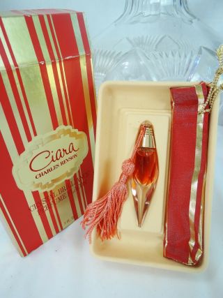 Rare Vintage Ciara By Charles Revson Crystal Flacon Pure Perfume Orig Box,  Full