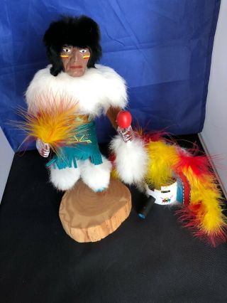 N.  Yazzie Rainbow Medicine Man Kachina Doll Navajo Figurine Signed By Artist 12” 3
