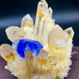 490g Find Yellow Blue Phantom Quartzcrystal Cluster Mineral Specimen Lyq860