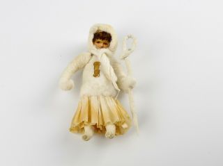 Antique Spun Cotton,  Christmas Ornaments,  Little Girl In White.  Germany.
