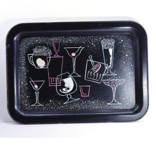 Mid Century Atomic Age Serving Tray Cocktail Martini Beer & Champagne Glass