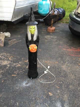 Vtg Union " Don Featherstone " Lighted Skinny Witch Halloween Blow Mold - 36 " Tall