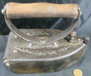 Antique Early Cast Iron J F Wood 1880 Slug Iron With Slug