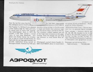 Aeroflot Soviet Airlines Ilyushin Il - 62 D.  C.  Nichols Tech Drawing & History 1975