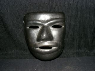 Vintage Cyotepec Oaxaca Handmade Black Clay Pottery Mask Unsigned