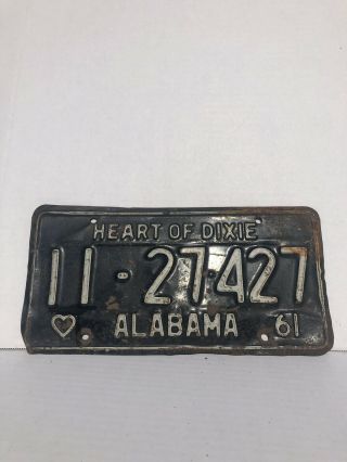 1961 Vintage Calhoun County Alabama Heart Of Dixie License Plate Auto Car Tag