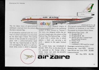 Air Zaire Douglas Dc - 10 - 30 9q - Cli D.  C.  Nichols Tech Drawing & History 1977