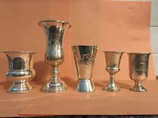 Five Kiddish Cups Sterling Silver