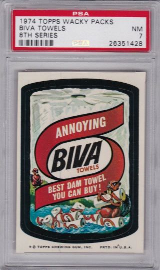 1974 Topps Wacky Packages Biva Towels Psa 7 Nm Series 8 Packs Centered