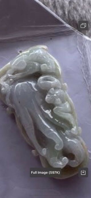 3.  3” Vintage Burmese Jade Lavender Jade Pei Yao On Fortune Squashlucky Amulet