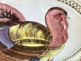 Vintage LEFTON Japan Hand Painted Thanksgiving Turkey Platter Plate 2