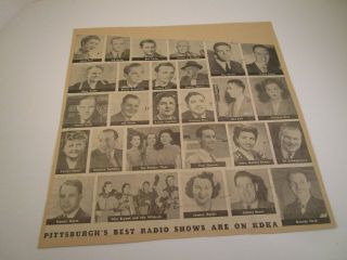 Vintage Pittsburgh Pa Best Radio Shows Newspaper Photo Clipping