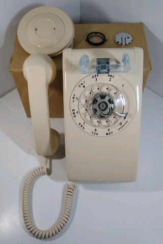 Vintage Rotary Wall Mount Telephone Tan Beige Phone