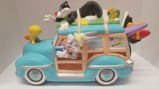 Looney Tunes Car Woody Cookie Jar With Cartoon Characters,  Bugs,  Taz Amn,  Tweety