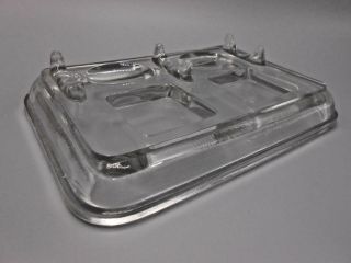 Vintage Minimalist Clear Glass Dual Pipe Rest Ashtray Mid Century Modern Exc