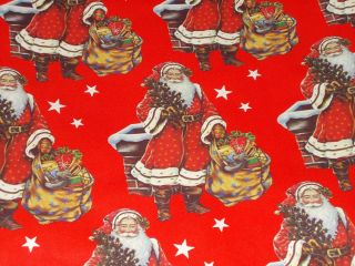 Vtg Christmas Wrapping Paper Gift Wrap Old World Santa Nos 20 " X 30 "