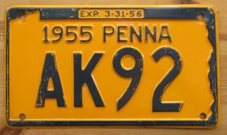 Pennsylvania 1955 License Plate Quality Ak92