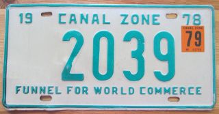 Canal Zone 1979 Funnel For World Commerce License Plate 2039