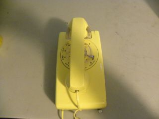 Vintage At&t Yellow Rotary Dial Wall Telephone
