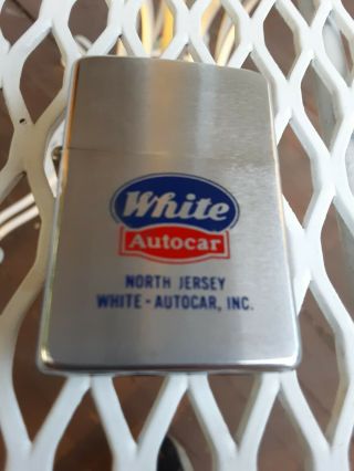 Vintage Zippo Advertisement Lighter No Spark.  White Autocar Truck North Jersey