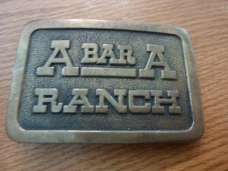 Vintage Western Heritage Co.  Usa 1977 Brass Belt Buckle - A Bar A Ranch - 1 3/4 "