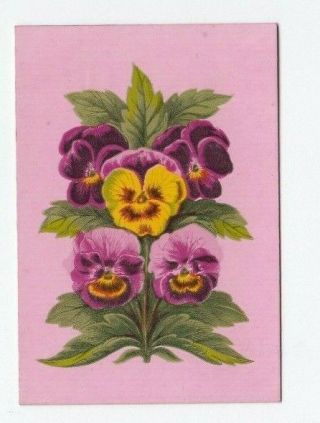 1 Wide Square Corner Playing Swap Card - Flowers Pretty Pansy Pansies - Pink