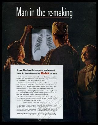 1946 Radiologist Doctor Nurse Photo Kodak X - Ray Film Vintage Print Ad