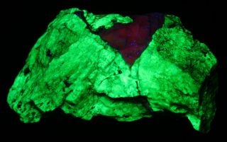 Green willemite,  calcite fluorescent minerals,  Franklin NJ 2